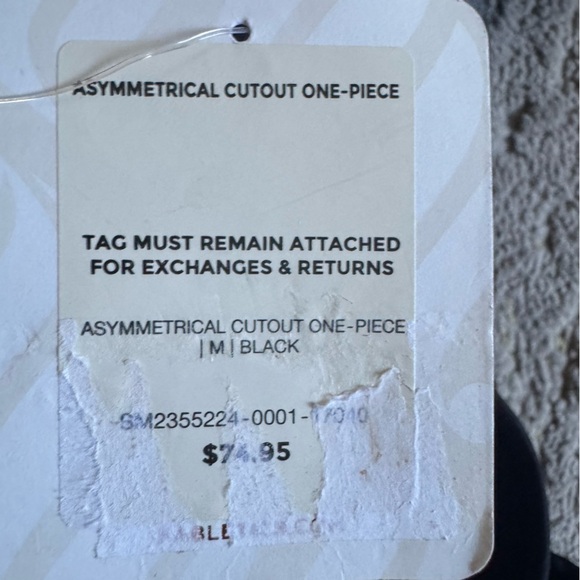 Fabletics One Piece black Swimsuit bathing suit Asymmetrical Cutout medium new - Picture 4 of 12